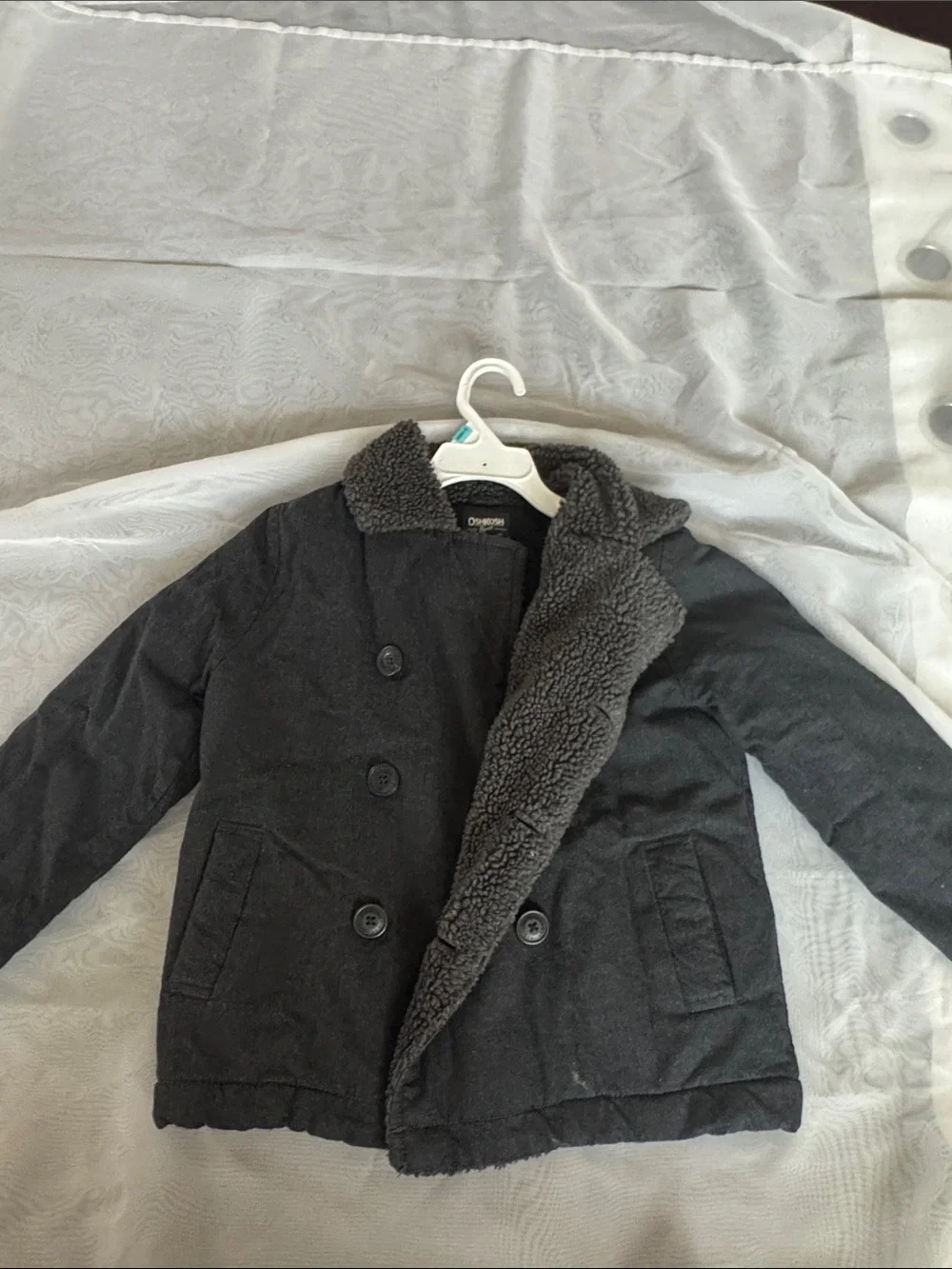 OshKosh B'gosh Black Sherpa-Lined Pea Coat for Kids